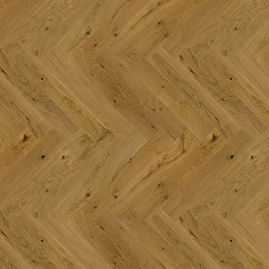 Ovara Engineered Smoked Oak Herringbone Flooring, Brushed & Matt Lacquered: 14.0 x 110 x 660 mm