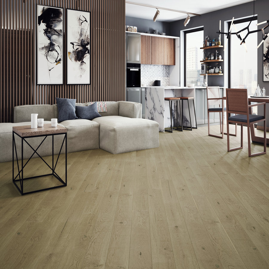 Ovara  Engineered Cobbled Oak Planks Flooring, Brushed & Matt Lacquered: 14.0 x 180 x 2,200 mm