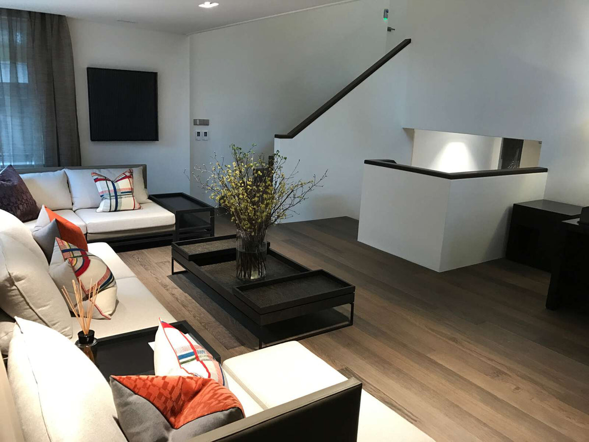 Boen Andante Engineered Smoked Oak Planks Flooring, Brushed & L/Pure: 14.0 x 138 x 2,200 mm
