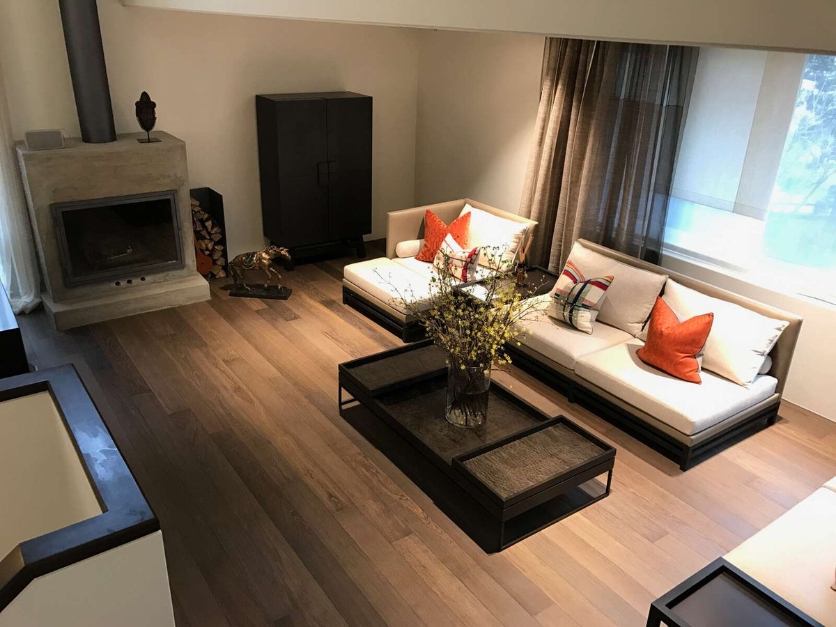 Boen Andante Engineered Smoked Oak Planks Flooring, Brushed & L/Pure: 14.0 x 138 x 2,200 mm