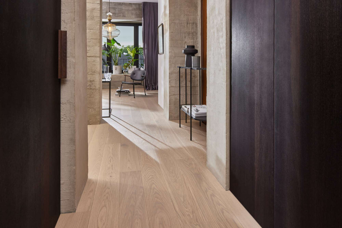 Boen Animoso Engineered Fresh White Oak Planks Flooring, Brushed & L/Matt Pro: 14.0 x 209 x 2,200 mm