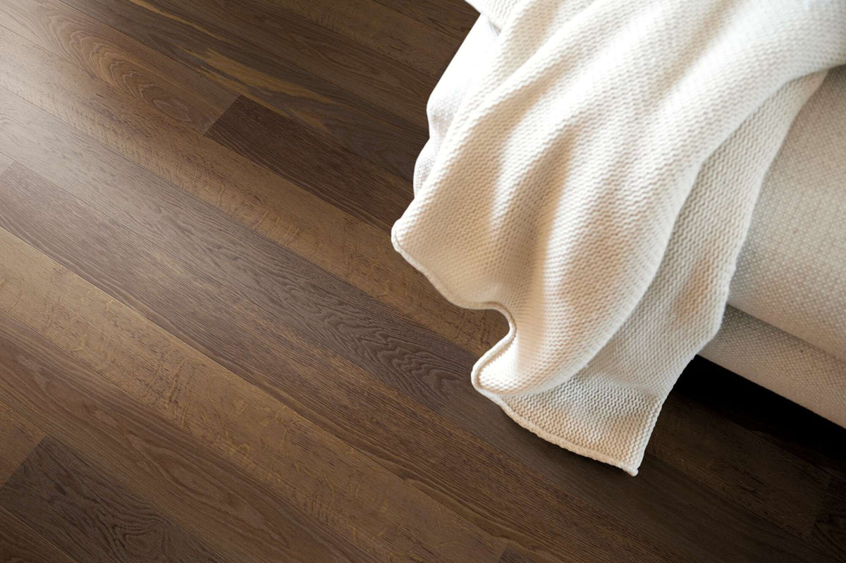 Boen Andante Engineered Smoked Oak Planks Flooring, Brushed & L/Pure: 14.0 x 138 x 2,200 mm