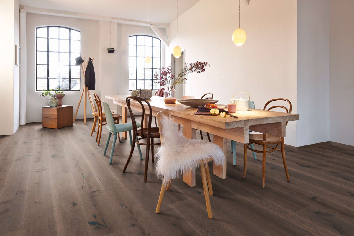 Boen Espressivo Engineered Elephant Grey Oak Planks Flooring, Brushed & L/Pure: 14.0 x 209 x 2,200 mm