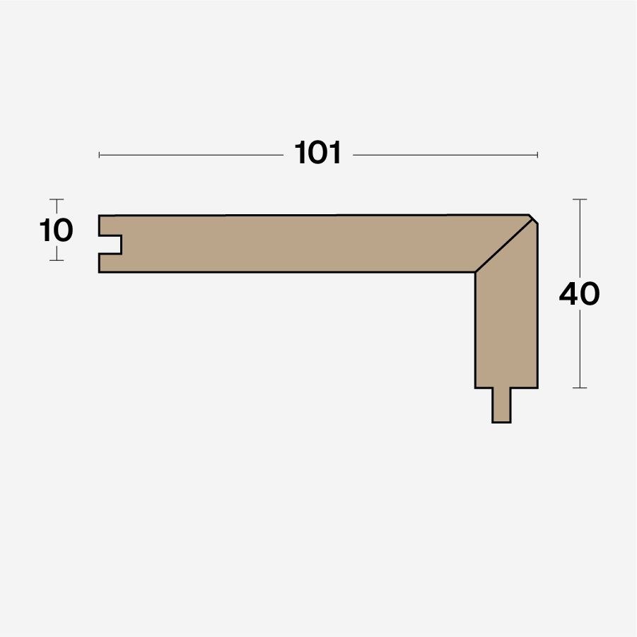 Boen Profile 1 Stair Nosing for 10mm T&G Oak, L/Natural: 40 x 101 x 1150 mm