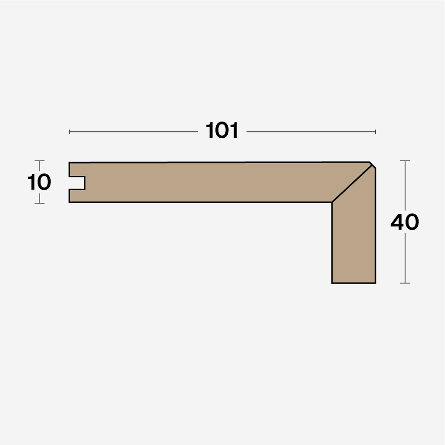 Boen Profile 2 Stair Nosing for 10mm T&G Oak, L/Natural: 40 x 101 x 1150 mm