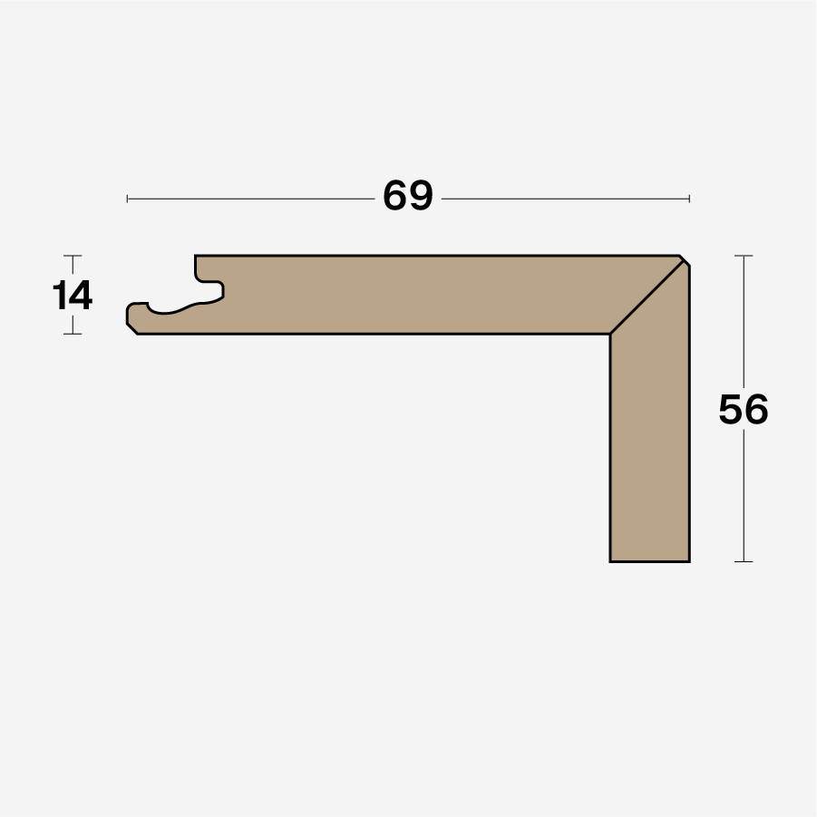 Boen Profile B Stair Nosing for 13.2/14mm Oak, Bevelled, Brushed & L/Pure: 56 x 69 x 2200 mm