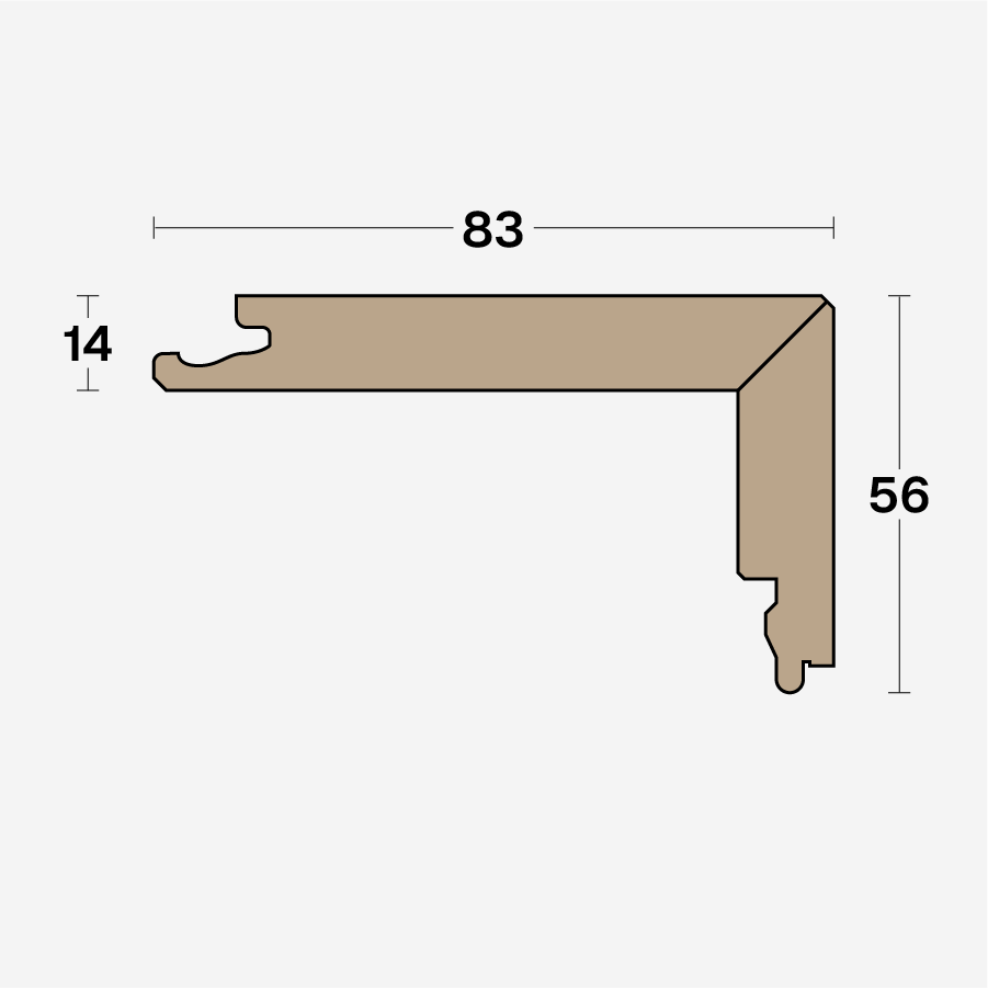 Boen Profile A Stair Nosing for 13.2/14mm Oak, Bevelled, Brushed & L/Pure: 56 x 83 x 2200 mm
